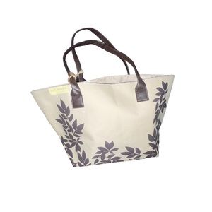 Tuscan Hills Beige Tote with Brown Handles and Leaves